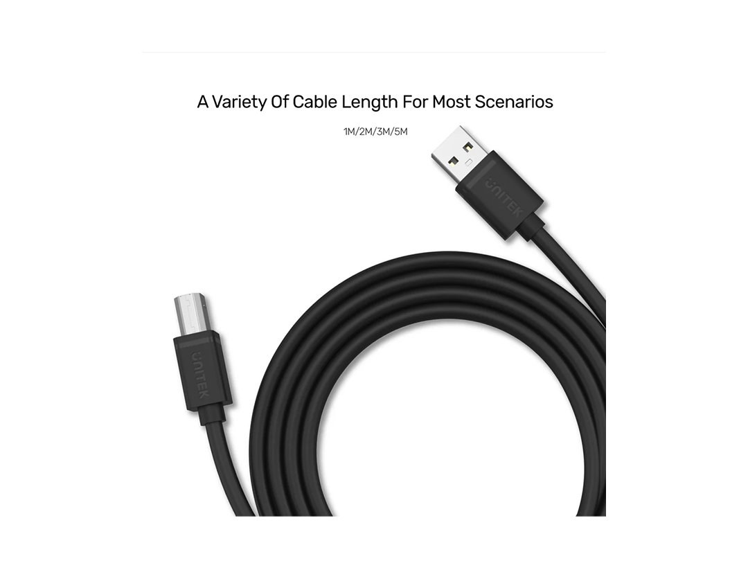Unitek Y-C4001GBK USB 2.0 to USB-B Cable for Printers, Hard Drive Enclosures | 2M Unitek Y-C4001GBK USB 2.0 to USB-B Cable for Printers, Hard Drive Enclosures | 2M